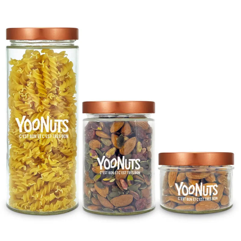 Lot de 3 bocaux en verre + couvercles