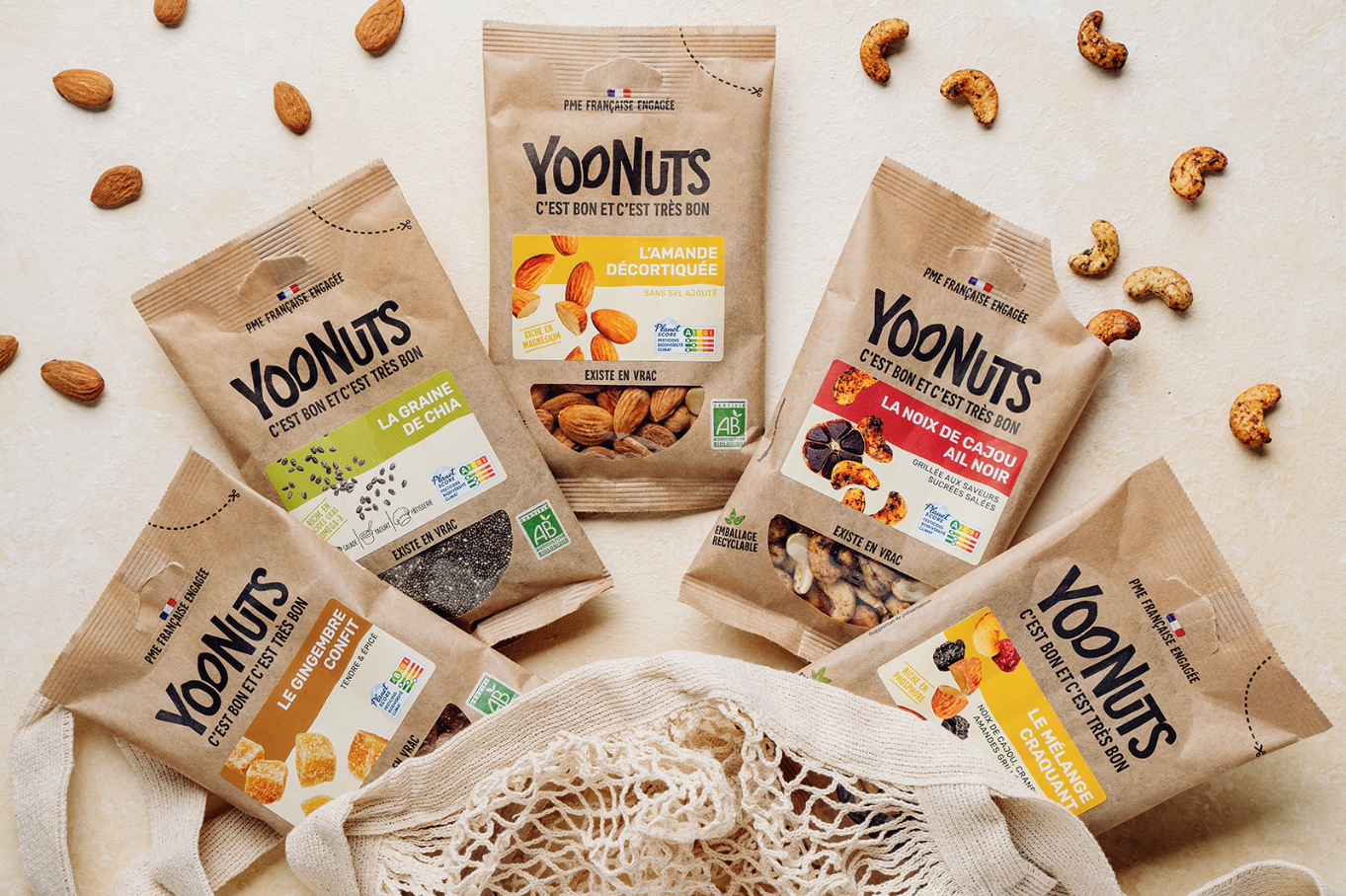 Les sachets YooNuts, fruits secs et mélanges bio